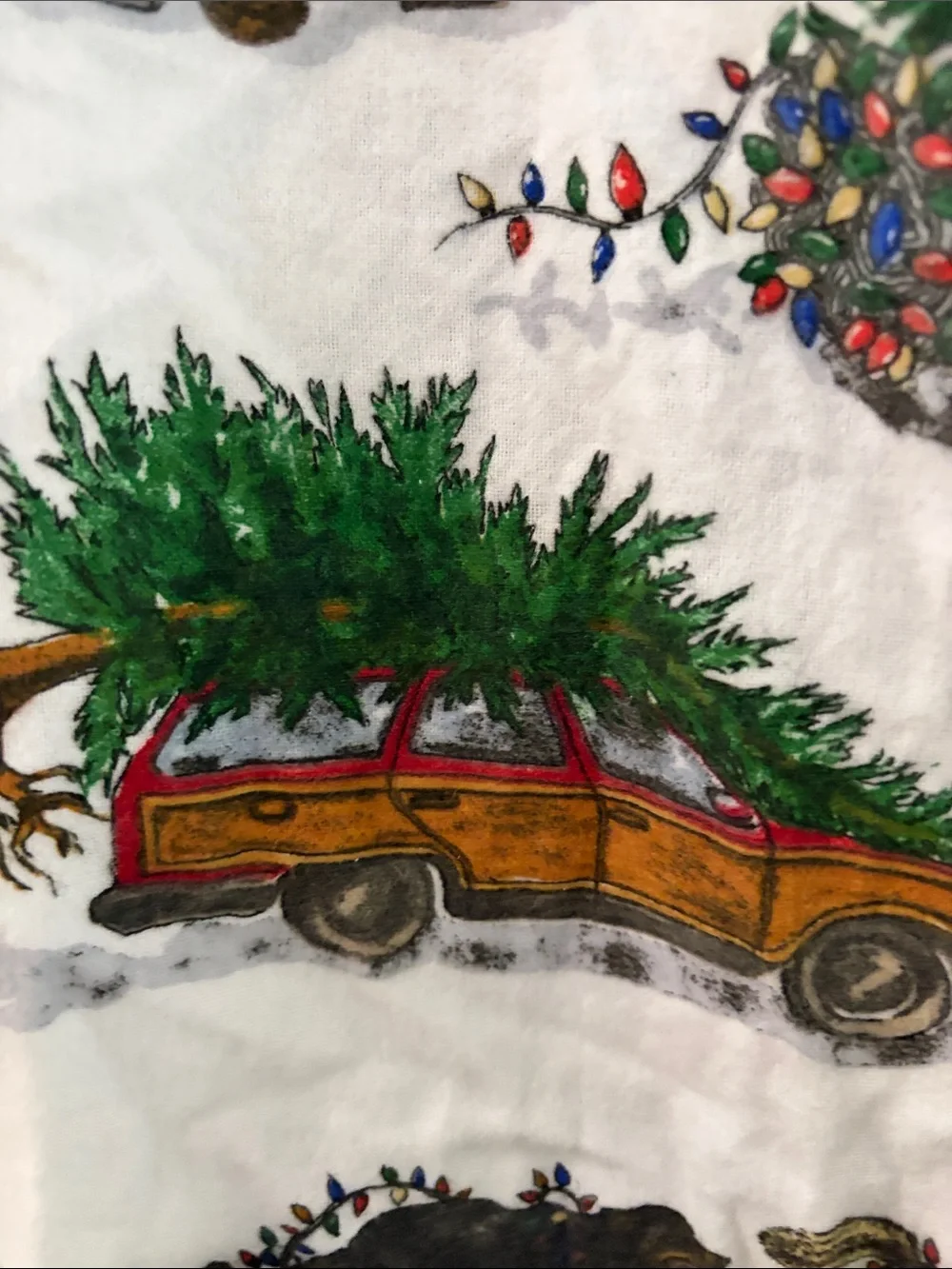 Pottery Barn White Holiday Print Robe National lampoon